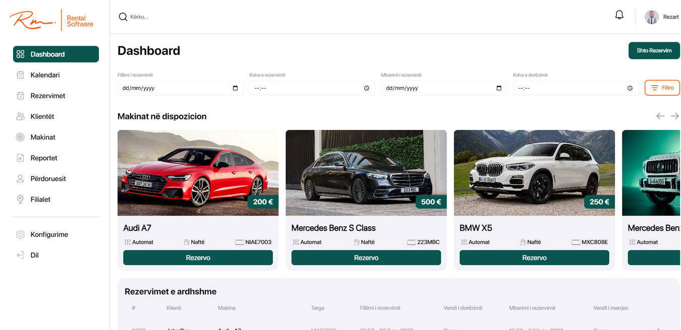 Rentme.al, Car Rental Management Softare, Program Menaxhimi Makina Me Qira, Program Menaxhimi per Makina me qira